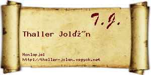 Thaller Jolán névjegykártya